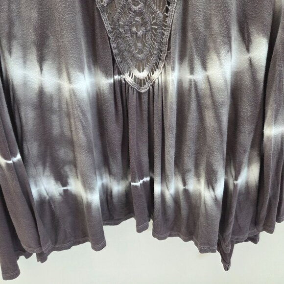 Lucie Lu Crochet Detail Open Front Waterfall Jersey Knit Cardigan Tie Dye Brown - Picture 7 of 12